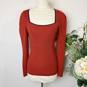 MAEVE square neck sweater | ribbed knit | medium